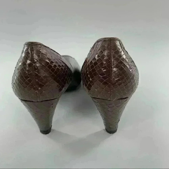 Stuart Weitzman heels 8 brown leather snakeskin pointy vintage 80s 90s pinup - Picture 4 of 12